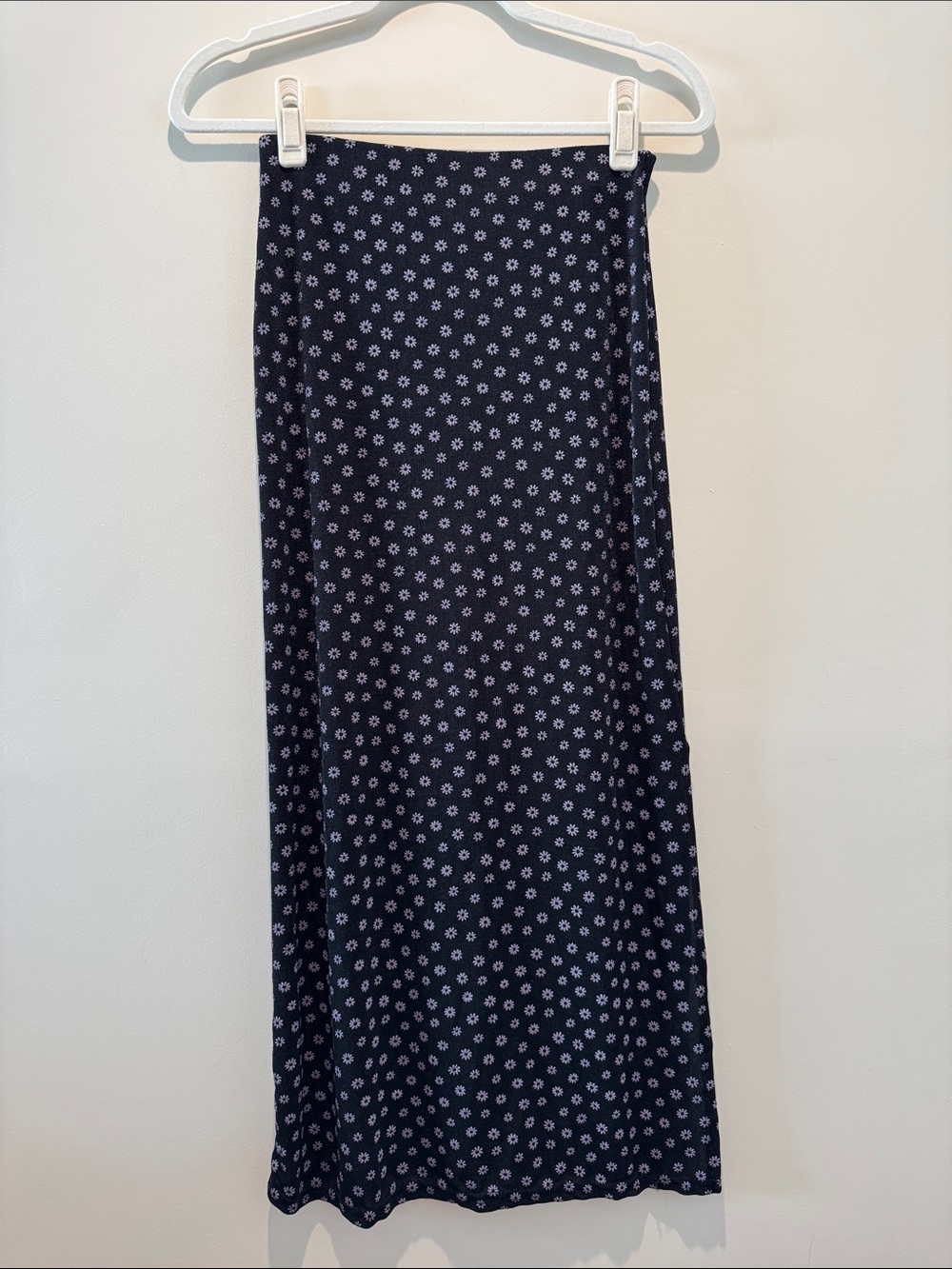 Vintage 90s Navy Blue Floral Stretch Skirt - XS/S